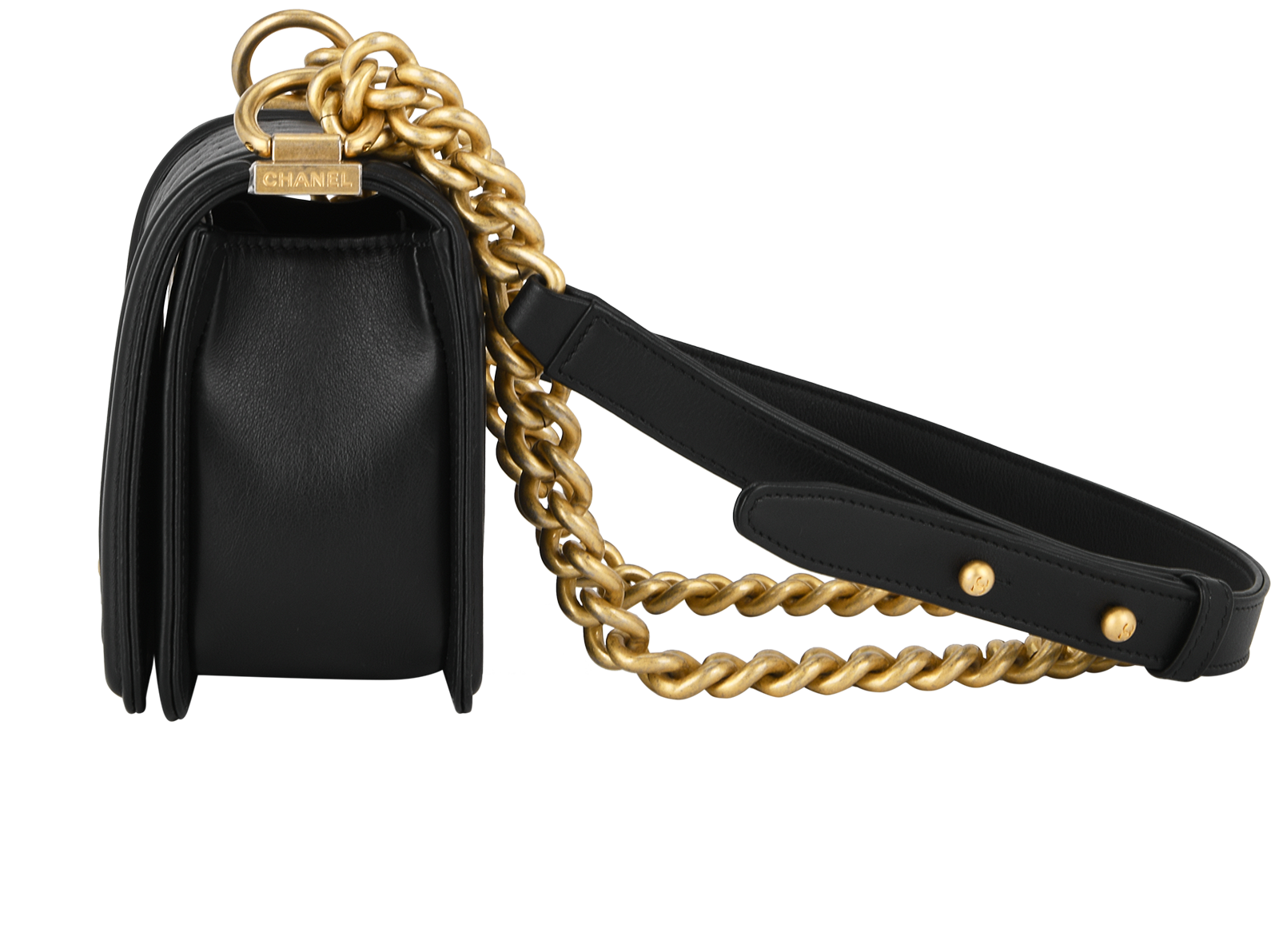 Small Boy Bag, &pound;2,600, Handbags, Black, Lambskin Leather, Bottom view